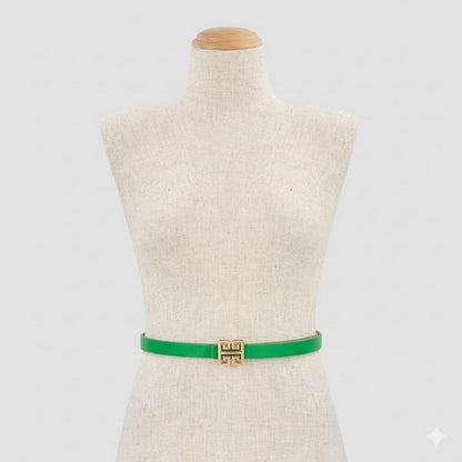 Greek G Emblem Buckle Thin Belt in Green