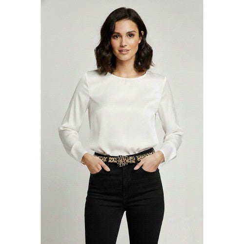 Spotty Buckle Cheetah Hair Thin Belt in Light Brown