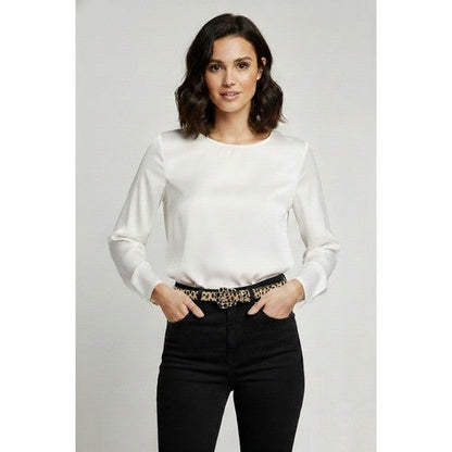 Spotty Buckle Cheetah Hair Thin Belt in Light Brown