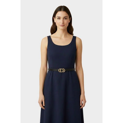 Triple Ring Buckle Thin Belt in Black