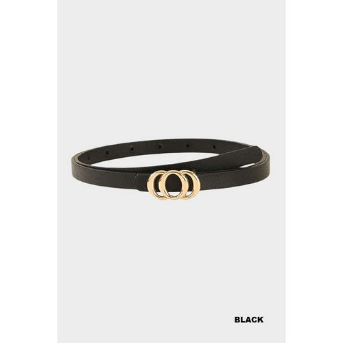 U-414 Triple O Buckle Thin Belt in Black