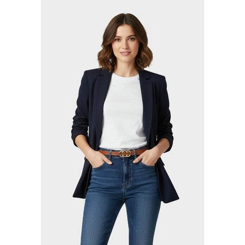 Triple Ring Buckle Thin Belt in Camel