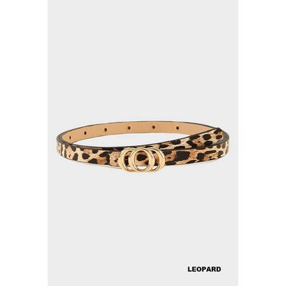 U-414 Triple O Buckle Thin Belt in Leopard