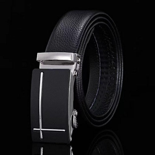 EVFVX7WM9N3 Silver Cross Buckle Ratchet Belt