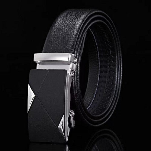 EVFVJ3XM8ZQ Black & Silver Abstract Buckle Ratchet Ratchet Belt