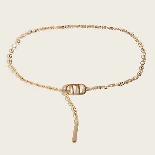 EVFVGRN55PY DD Buckle Chain Belt in Gold