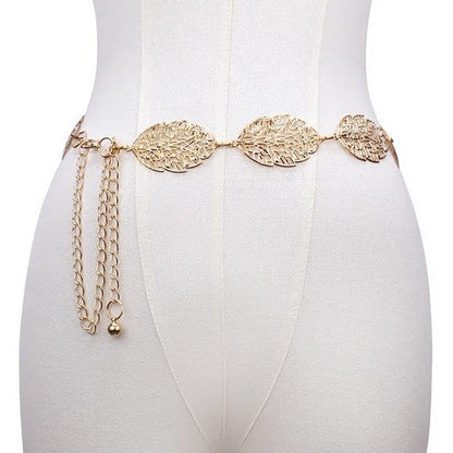 Leaf Chain Belt in Gold