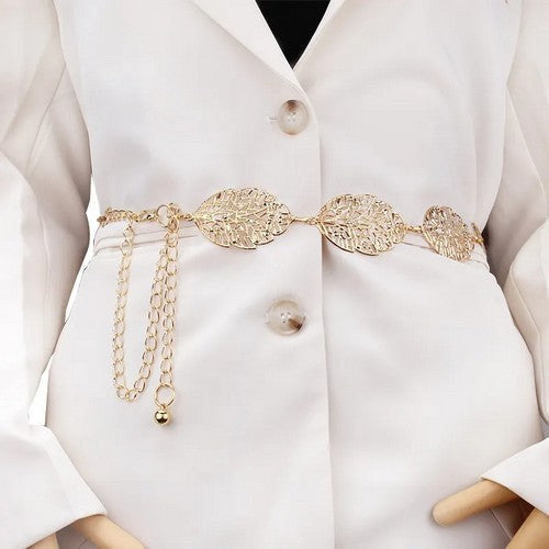 Leaf Chain Belt in Gold