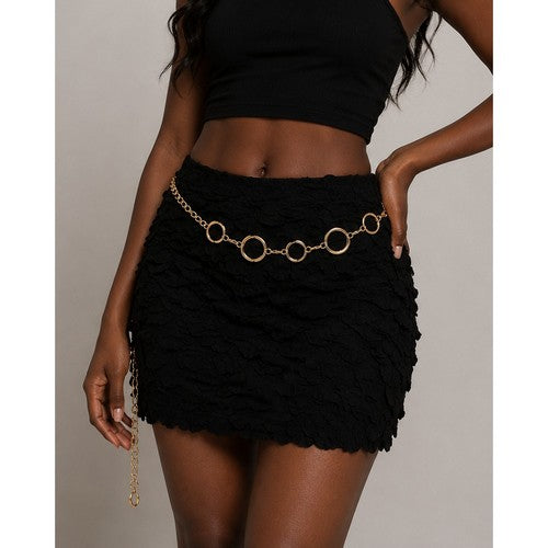 Ribbed Circle Chain Belt in Gold