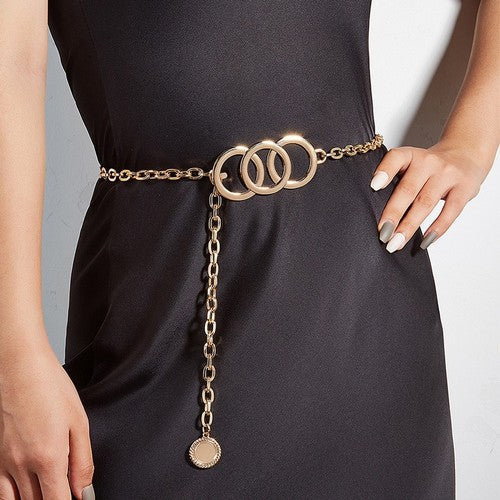 EVFVKJ39VZ9 Triple O Chain Belt in Gold