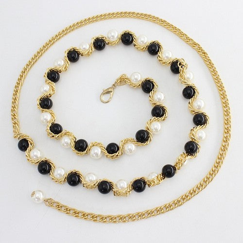 EVFV5N2MV6E Pearl Ball Chain Belt in Black