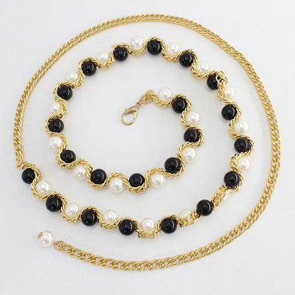 EVFV5N2MV6E Pearl Ball Chain Belt in Black