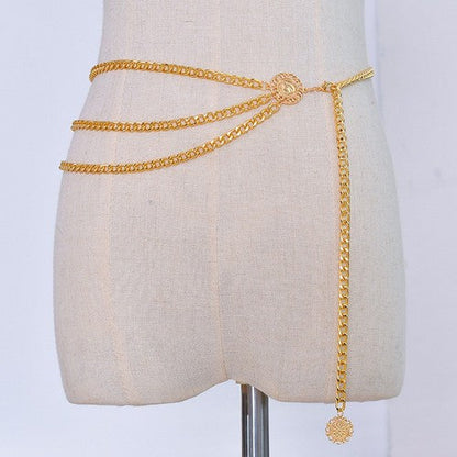 Triple Cuban Chain Belt in Gold