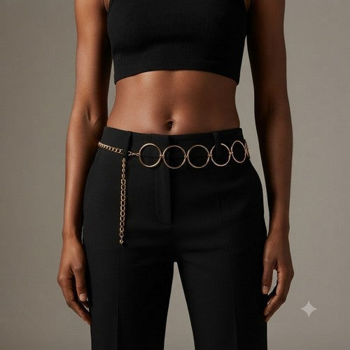 Circle Chain Belt in Gold
