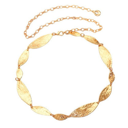 EVFVX9Z2WW3 Hammered Leaf Chain Belt in Gold