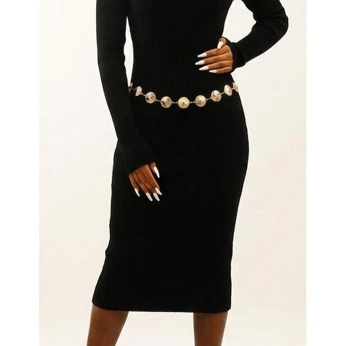Sunburst Disc Chain Belt in Gold