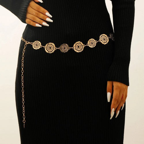 EVFVW7WRZ57 Gear Link Chain Belt in Gold