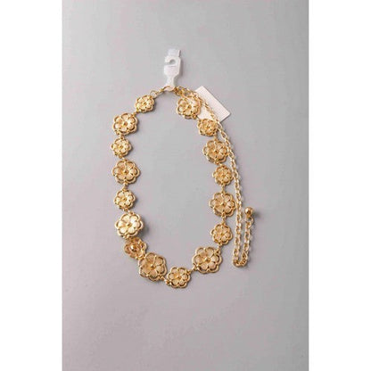 Flower Link Chain Belt in Gold