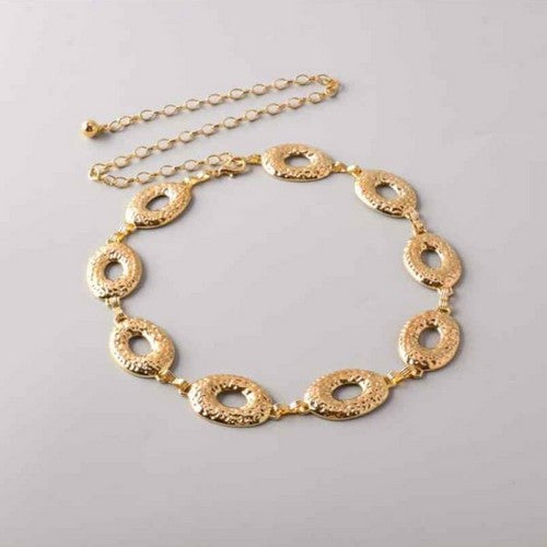 BTE1530G Hammered Oval Chain Belt in Gold