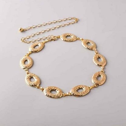 BTE1530G Hammered Oval Chain Belt in Gold
