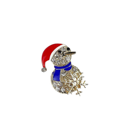 Snowman Rhinestone Christmas Brooch