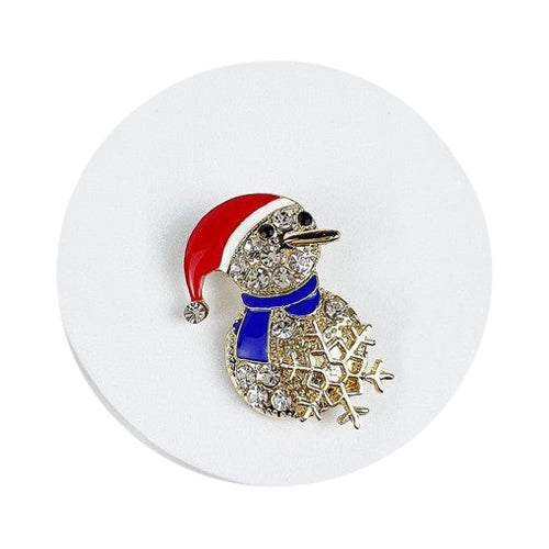 Snowman Rhinestone Christmas Brooch