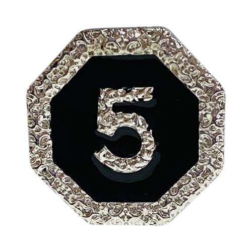 No. 5 Enamel Brooch in Silver
