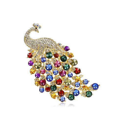 PA3573 Peacock Rhinestone Brooch