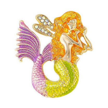 Mermaid Rhinestone Enamel Brooch