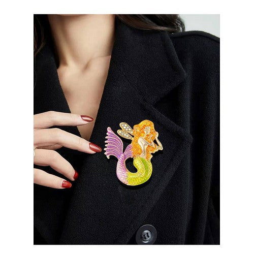 PA5128 Mermaid Rhinestone Enamel Brooch