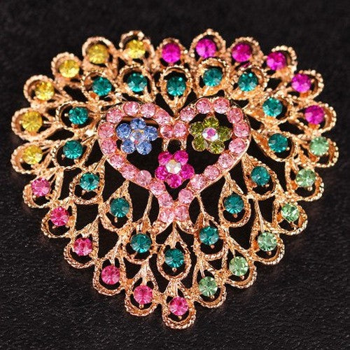 Heart Rhinestone Brooch