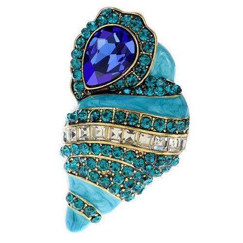 PA4769 Rhinestone Enamel Shell Brooch