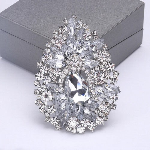 Jumbo Rhinestone Marquise Brooch