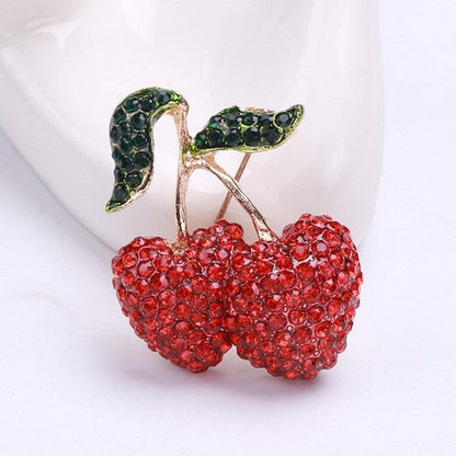 Cherry Rhinestone Brooch