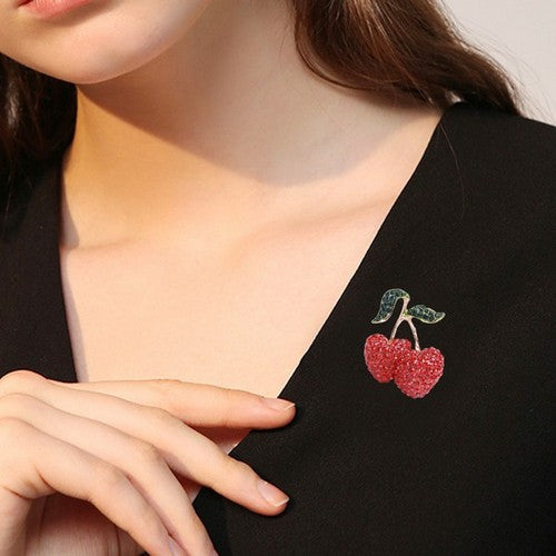 PA4173 Cherry Rhinestone Brooch