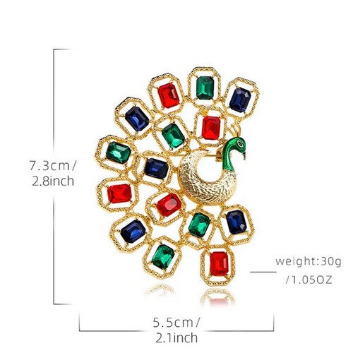 Gem Peacock Brooch