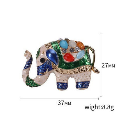 Enamel Gem Elephant Brooch