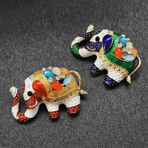 PA3552 Enamel Gem Elephant Brooch