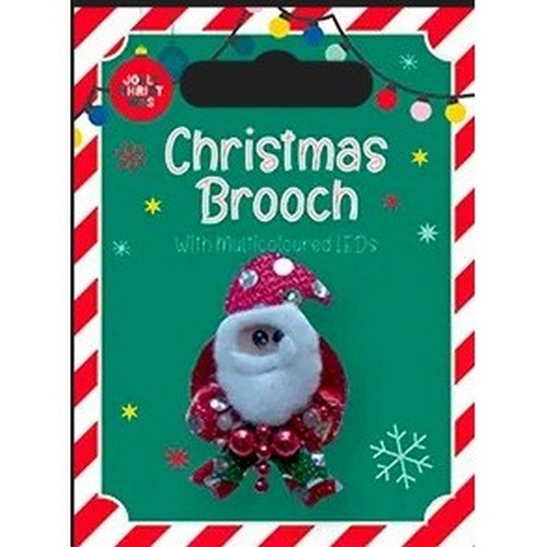 XMA4202 LED Light-Up Christmas Brooch in Santa