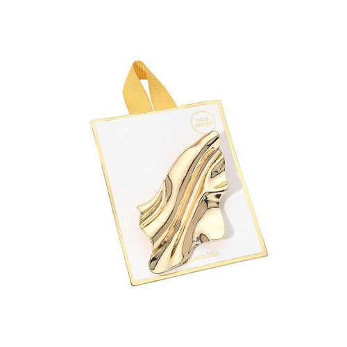 Gold Dipped Abstract Wave Pin Brooch