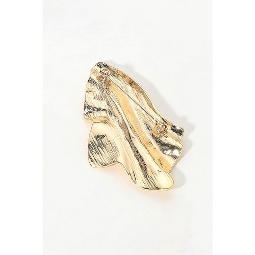 Gold Dipped Abstract Wave Pin Brooch