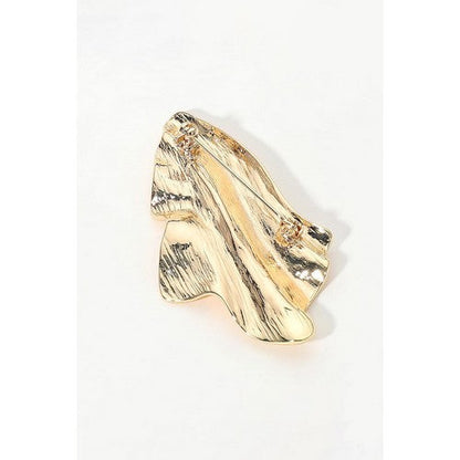 Gold Dipped Abstract Wave Pin Brooch