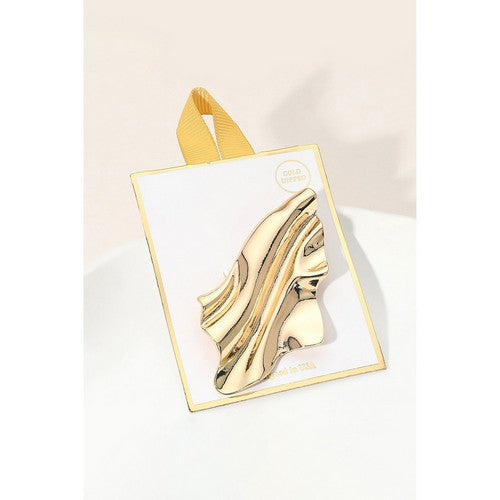 BR0013 Gold Dipped Abstract Wave Pin Brooch