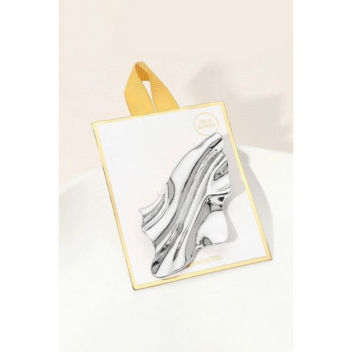 BR0013 Silver Dipped Abstract Wave Pin Brooch