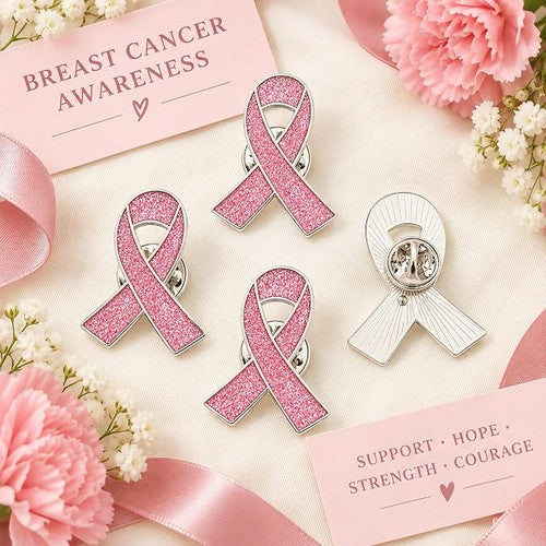 Breast Cancer Awareness Lapel Pin in Pink Rhinestone