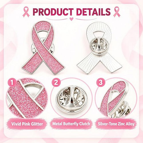 Breast Cancer Awareness Lapel Pin in Pink Rhinestone