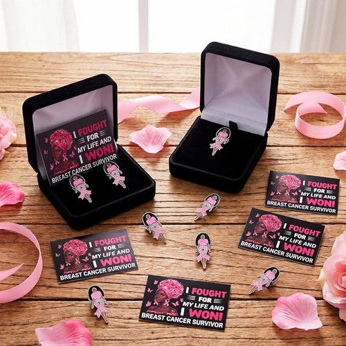 Breast Cancer Awareness Black Lady Enamel & Rhinestone Lapel Pin