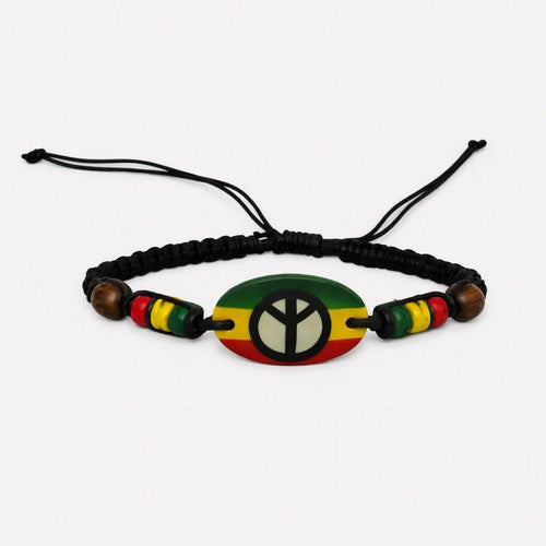 Independence Bead & Leather Peace Sign Bracelet
