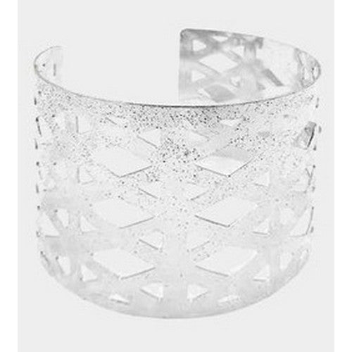 PKB6715-A Zig Zag Cut Out Metal Cuff Bracelets Silver