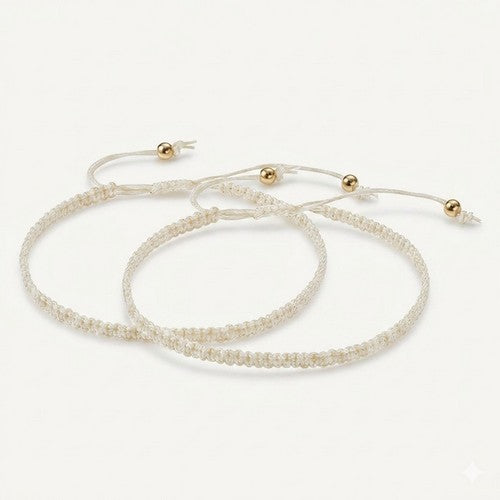 Braided Cord Bracelet 2pk in Ivory